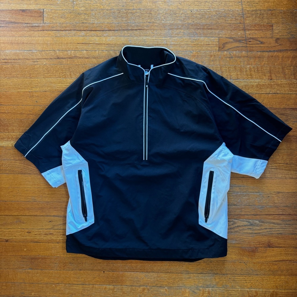 FootJoy FJ Dryjoys Tour Short-Sleeve Golf Mens Large Black White Half Zip
